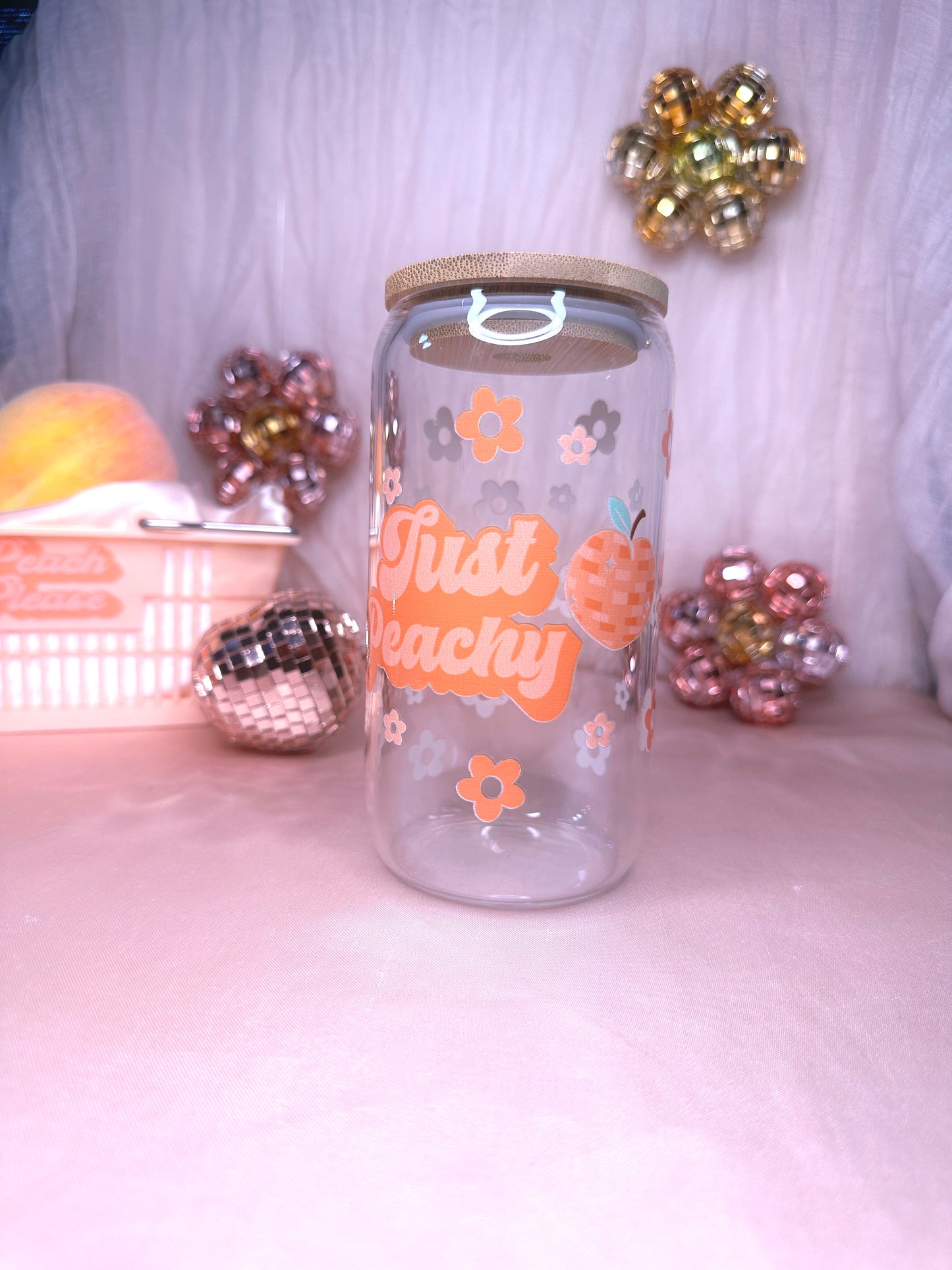 JUST PEACHY GLASS CAN